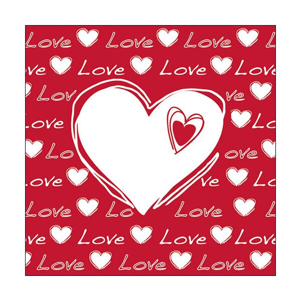 Servietten Lunch Love Herzen rot weiß Love Heart red Liebe 33x33cm 20 Servietten