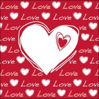 Servietten Lunch Love Herzen rot weiß Love Heart...