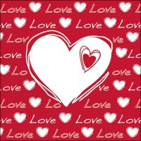 Servietten Lunch Love Herzen rot weiß Love Heart...