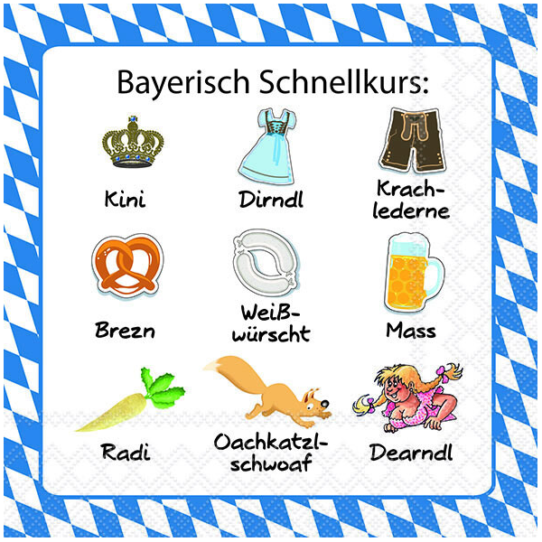Servietten Lunch 33 x 33 cm 3-lagig 20 Servietten Bayerisch Schnellkurs Bayern
