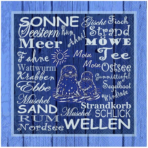 A Servietten Lunch Strandbegriffe blau Robben Beach Terms 20 Servietten 3-lagig