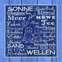 A Servietten Lunch Strandbegriffe blau Robben Beach Terms...