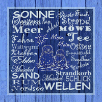 A Servietten Lunch Strandbegriffe blau Robben Beach Terms...