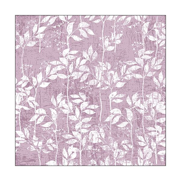 Servietten Lunch Blätter und Blüten lila weiß Leaves Pattern Lilac