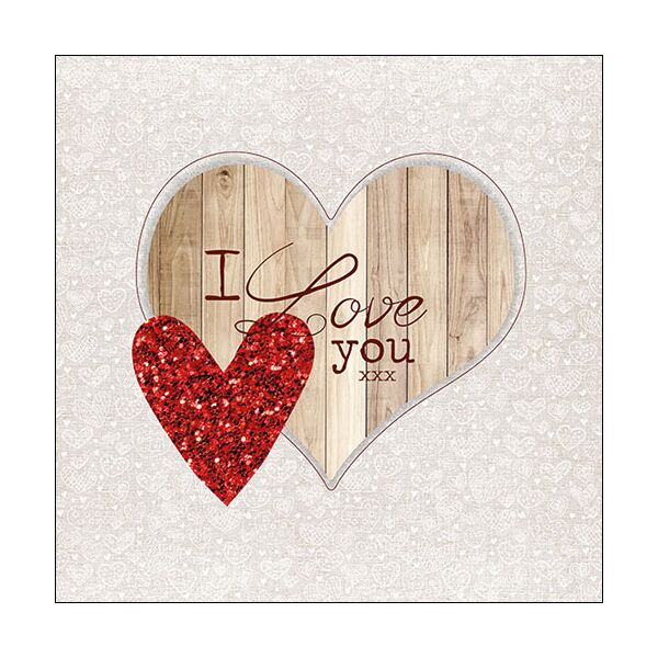 Servietten Lunch I Love You Holzherz 33x33cm 20 Servietten