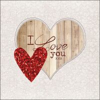 Servietten Lunch I Love You Holzherz 33x33cm 20 Servietten