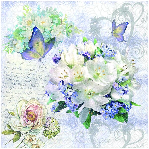 Servietten Lunch Schmetterlinge und Blumen Butterflies & Flowers 33x33cm 20 Servietten