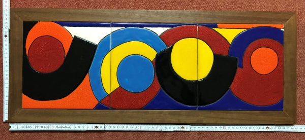Kachelbild mit Rahmen - 3x1 Kacheln im Format 20x20cm - Gesamtgröße mit Rahmen 66 x 26cm - Dekor: Graphisch 1