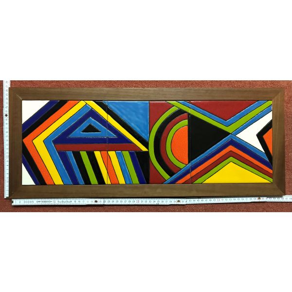 Kachelbild mit Rahmen - 3x1 Kacheln im Format 20x20cm - Gesamtgröße mit Rahmen 66 x 26cm - Dekor: Graphisch 3