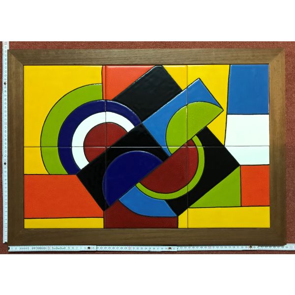 Kachelbild mit Rahmen - 3x2 Kacheln im Format 20x20 cm - Gesamtgröße mit Rahmen 68 x 48 cm - Dekor: Graphisch 1