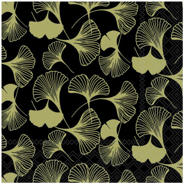 Servietten 33 x 33 cm 3-lagig 20 Servietten Gingko black gold Gingko schwarz Gold Lunchservietten