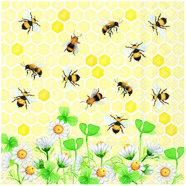 Servietten Lunch Bienen im Klee Bees Joy 33x33cm 20 Servietten