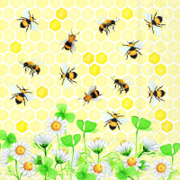 Servietten Lunch Bienen im Klee Bees Joy 33x33cm 20...