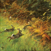 Servietten Lunch hüpfende Hasen Natur Running Rabbits