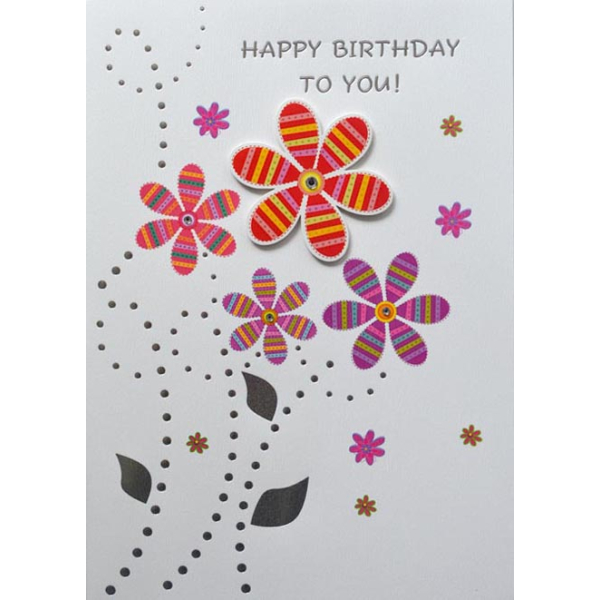 Happy Birthday Tante Grußkarte – Gelbe Blumen Mit Goldfolie, Blanko Innen