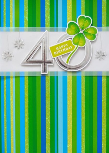 40. Geburtstag - Glückwunschkarte im DIN A4-Format 20,5 x 29,5 cm mit Briefumschlag - "40 - Happy Birthday"