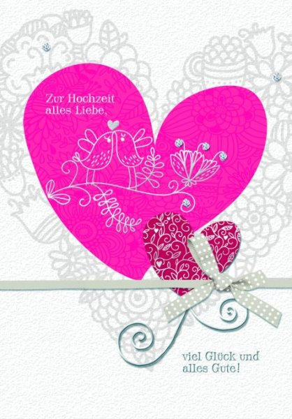 Hochzeit - Glückwunschkarte im DIN A4-Format 20,5 x 29,5 cm mit Briefumschlag -  "Zur Hochzeit alles Liebe / Viel Glück und alles Gute!"