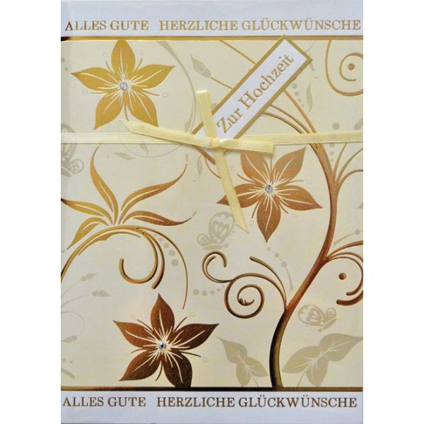 Glückwunschkarte im DIN A4-Format 20,5 x 29,5 cm mit Briefumschlag -  "Zur Hochzeit - Alles Gute, Herzliche Glückwünsche"