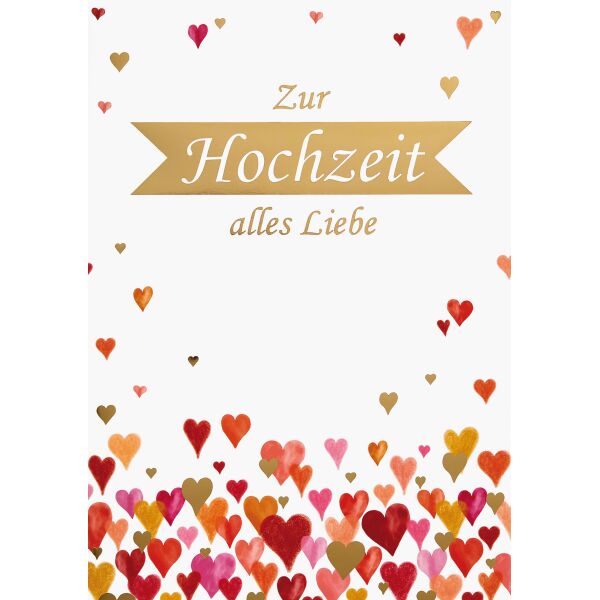 Hochzeit große A4 XXL Glückwunschkarte mit Umschlag Herzen Zur Hochzeit alles Liebe Herzen