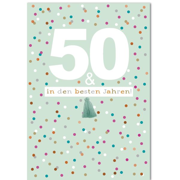 50. Geburtstag DIN A4 Glückwunschkarte mit Briefumschlag 50 und in den besten Jahren