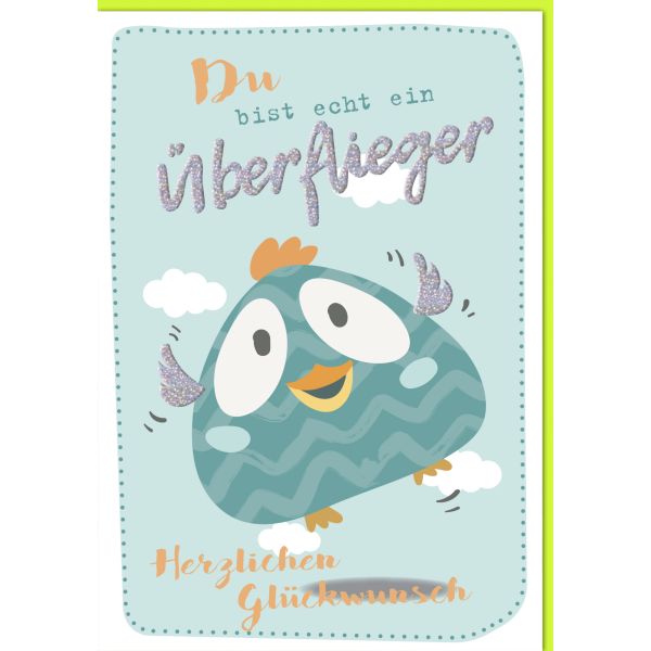 Herzlichen Glückwunsch DIN A4 Glückwunschkarte mit Umschlag Du bist echt ein Überflieger