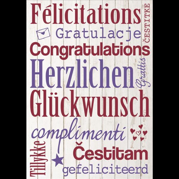 Geburtstag große A4 XXL Glückwunschkarte mit Umschlag Herzlichen Glückwunsch in verschiedenen Sprachen