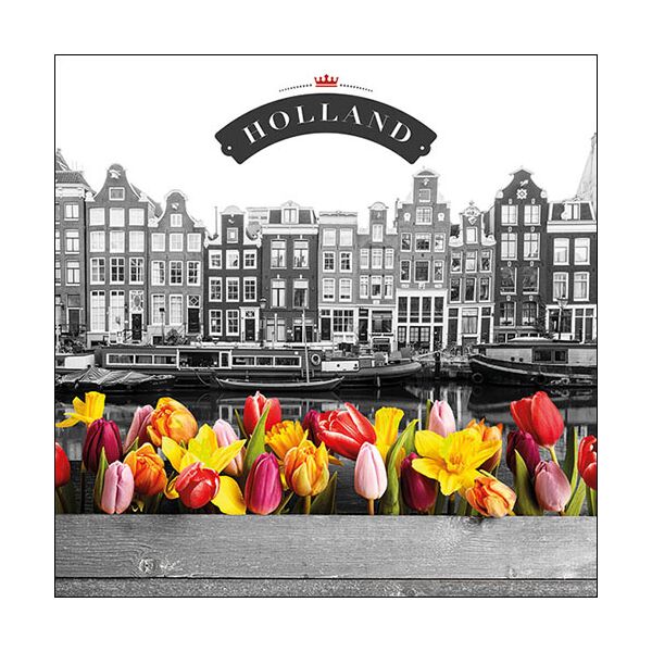 Servietten Lunch 33x33cm 20 Servietten Tulpen Holland Canal Flowers Amsterdam Niederlande