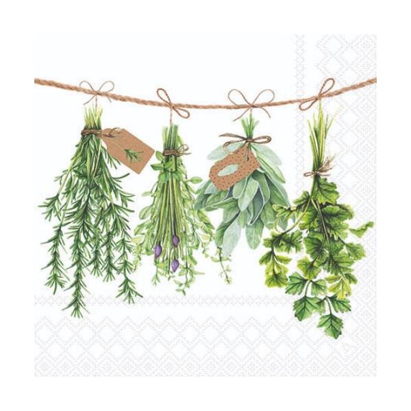 Cocktail Servietten 25 x 25 cm 3-lagig 20 Servietten Fresh Herbs FSC Mix Frische Kräuter