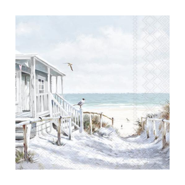 A Cocktail Servietten 25 x 25 cm 3-lagig 20 Servietten Beach Cabin FSC Mix Strand Hütte