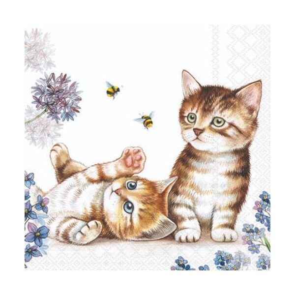 Cocktail Servietten 25 x 25 cm 3-lagig 20 Servietten Cats and Bees FSC Mix Katzen und Bienen