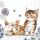 Cocktail Servietten 25 x 25 cm 3-lagig 20 Servietten Cats and Bees FSC Mix Katzen und Bienen