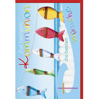A Kommunion Glückwunschkarte mit Umschlag Fische an...