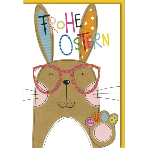 A Ostern Karte mit Umschlag Hase mit Brille