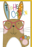 A - Ostern - Karte mit Umschlag - Hase mit Brille