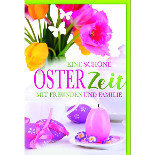 A Ostern Karte mit Umschlag rosa Kerze