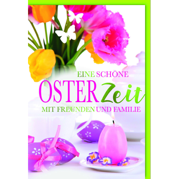 A Ostern Karte mit Umschlag rosa Kerze
