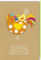 A - Ostern - Karte mit Umschlag - orangene Henne mit...
