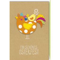 A Ostern Karte mit Umschlag orangene Henne mit Küken