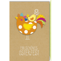 A Ostern Karte mit Umschlag orangene Henne mit Küken