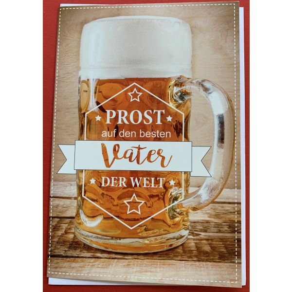 Vatertag Karte mit Umschlag Bier Prost! Auf den besten Vater der Welt