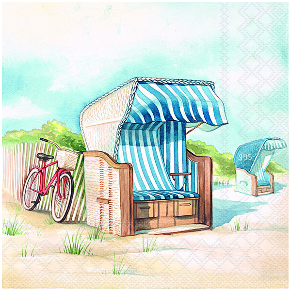 Servietten Lunch 33 x 33 cm 3-lagig 20 Servietten Day At The Beach Strandkorb maritim