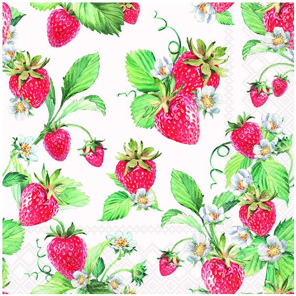Servietten Lunch Garten Erdbeeren Straucherdbeeren Garden Strawberries 33x33cm 20 Servietten
