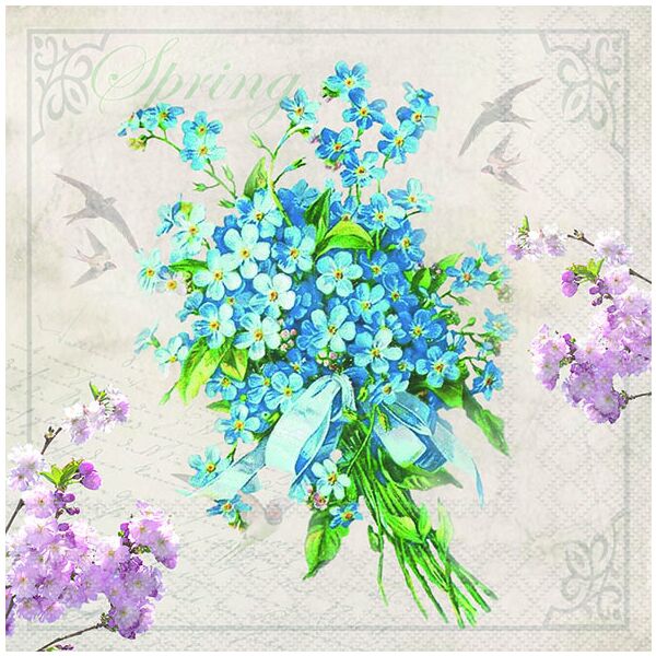Servietten Lunch 33 x 33 cm 3-lagig 20 Servietten Laura blaue Blumen