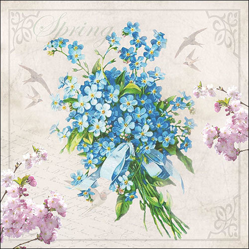 Servietten Lunch – Napkin Lunch – Format: 33 x 33 cm – 3-lagig – 20 Servietten pro Packung - Laura – blaue Blumen