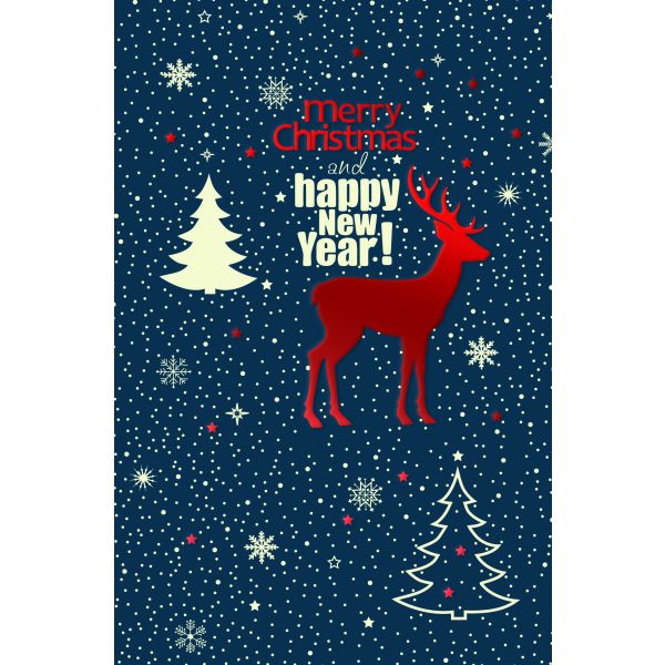 Weihnachten Glückwunschkarte mit Umschlag Hirsch mit Weihnachtssymbolen Merry Christmas