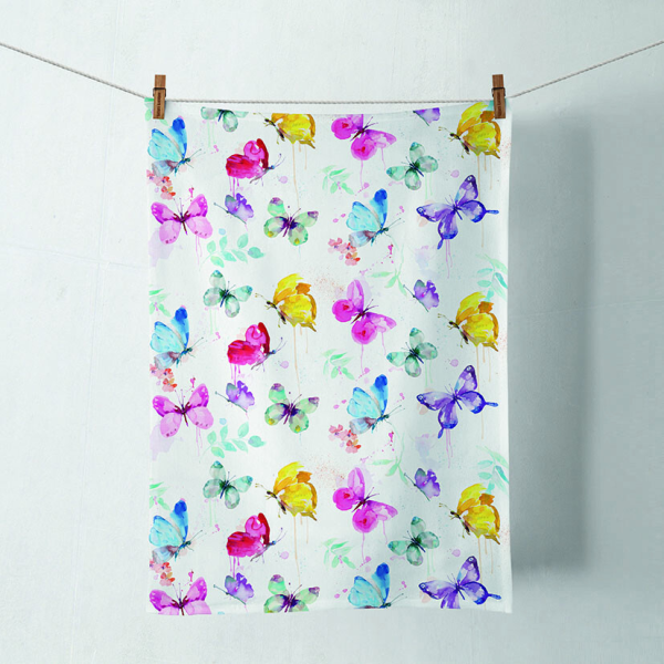 A Geschirrtuch Kitchen towel Format: 50 cm x 70 cm 1 Geschirrtuch pro Packung Butterfly Collection White Schmetterling Kollektion weiss