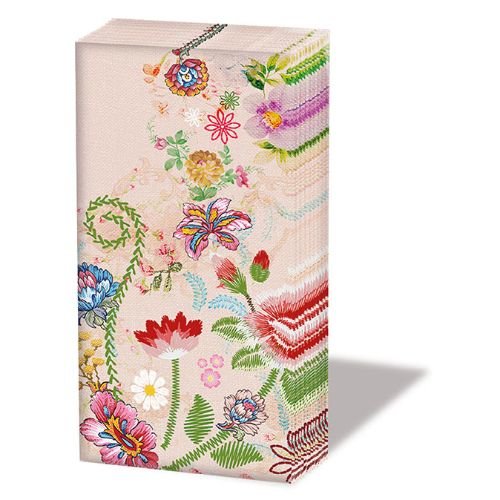 Taschentücher  21,5 x 22 cm – 4-lagig – á 10 Stück pro Packung - Embroidery Flower Rose - Ambiente