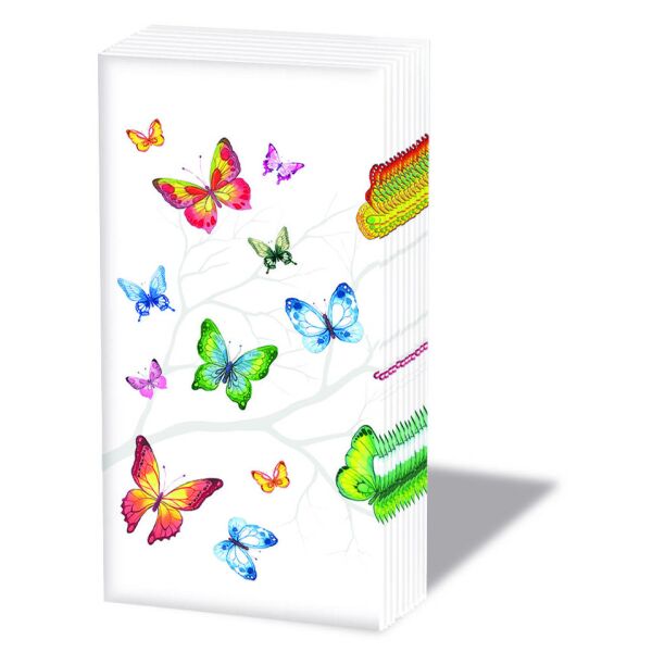 A Taschentücher 21,5 x 22 cm 4-lagig á 10 Stück pro Packung Colourful Butterflies bunte Schmetterlinge
