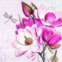Servietten Lunch pinke Blume und Schmetterling Magdalena...