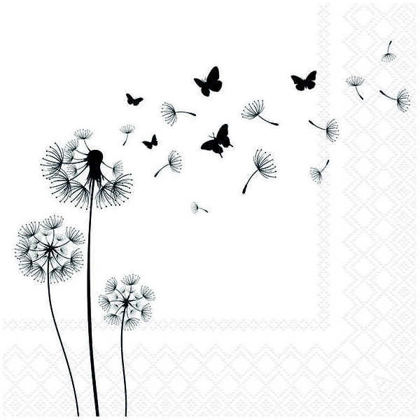 Servietten Lunch Pusteblume Schmetterlinge Trauer Blowing Away Black